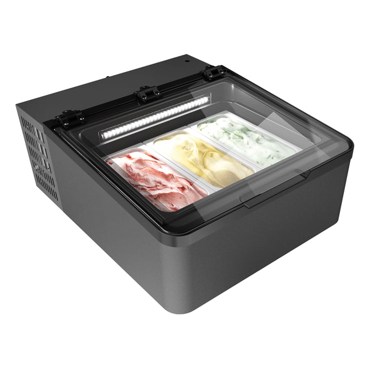1050052111_big_0@2x.jpg NORDCAP Auftisch-Eisvitrine MINI CREAM 3V LED GRAU, 35 Liter, grau - Aussenabmessungen: 654 x 790 x 345 mm – Bild 1